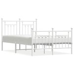vidaXL Cadre de lit métal avec tête de lit/pied de lit blanc 135x190cm
