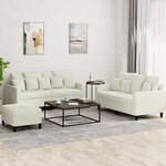 vidaXL Ensemble de canapés 3 Pièces avec coussins Crème Velours