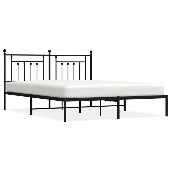 vidaXL Cadre de lit métal sans matelas et tête de lit noir 160x200 cm