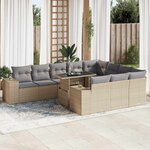 vidaXL Salon de jardin 11 Pièces avec coussins beige résine tressée
