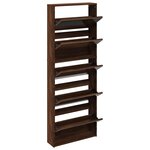 vidaXL Armoire à chaussures miroir 5niveaux Chêne marron 63x17x169 5cm