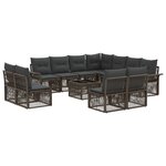 vidaXL Ensemble de canapé de jardin 12 Pièces Gris polyrotin