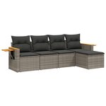 vidaXL Salon de jardin 5 Pièces avec coussins gris résine tressée