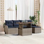 vidaXL Ensemble de canapé de jardin 6 Pièces Gris et bleu marine