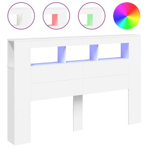 vidaXL Tête de lit à LED blanc 160x18 5x103 5 cm bois d'ingénierie