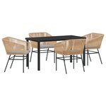 vidaXL Ensemble de salle à manger de jardin 5 pièces avec coussins en poly rattan brun