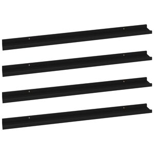 vidaXL Étagères murales 4 Pièces Noir 100x9x3 cm