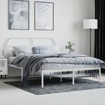 vidaXL Cadre de lit métal sans matelas et tête de lit blanc 140x200 cm