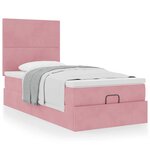 vidaXL Cadre de lit ottoman avec matelas rose 90x190 cm velours