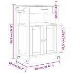 vidaXL Chariot de cuisine MONZA 60x40x88 5 cm bois massif de pin