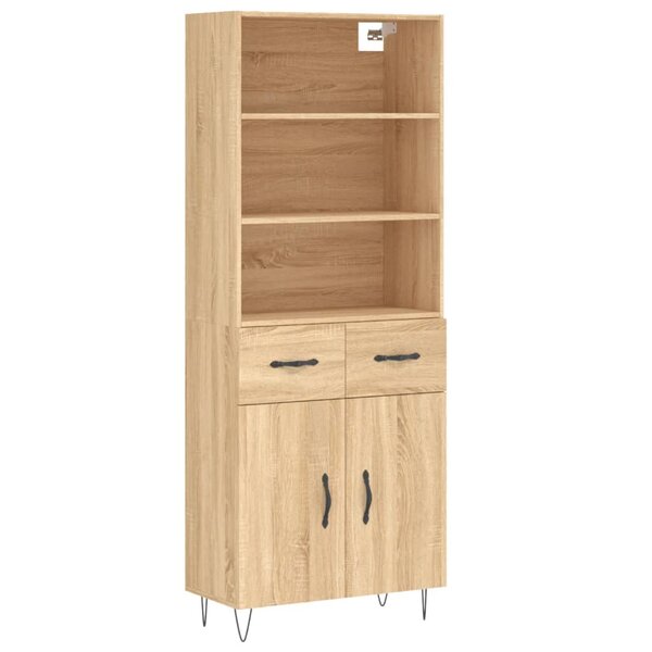 vidaXL Buffet haut Chêne sonoma 69 5x34x180 cm Bois d'ingénierie