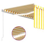vidaXL Auvent manuel rétractable avec store et LED 4x3m Jaune et blanc