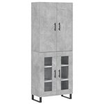 vidaXL Buffet haut Gris béton 69 5x34x180 cm Bois d'ingénierie