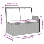 vidaXL Banc inclinable de jardin avec coussins marron résine tressée