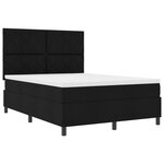 vidaXL Lit à ressorts avec matelas et lumière LED en noir  140 x 200 cm en tissu