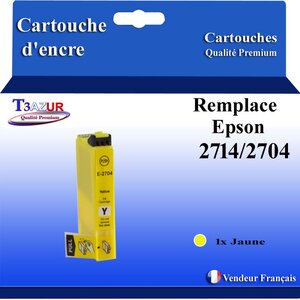 T3AZUR - Cartouche Compatible avec Epson WorkForce WF-7710DWF WF-7715DWF WF-7720DTWF remplace Epson T27XL Jaune