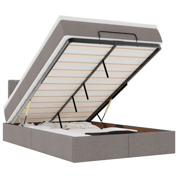 vidaXL Lit ottoman avec matelas et LED Taupe 120x190 cm tissu