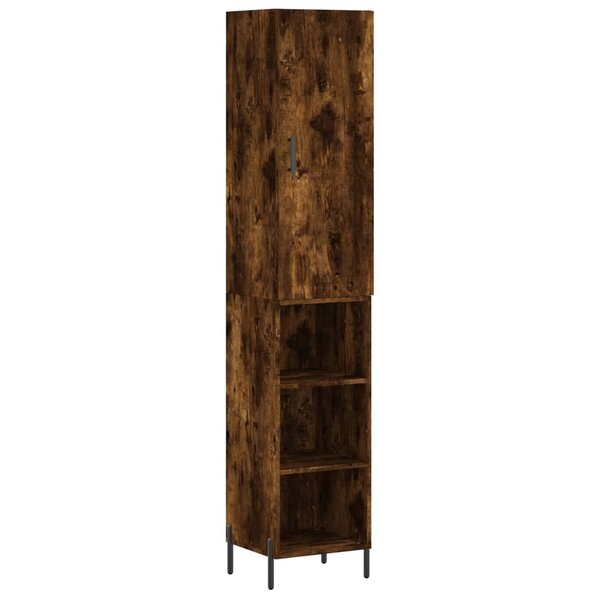 vidaXL Buffet haut Chêne fumé 34 5x34x180 cm Bois d'ingénierie