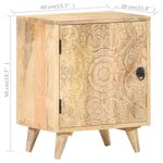 vidaXL Table de chevet sculptée 40x30x50 cm Bois de manguier massif