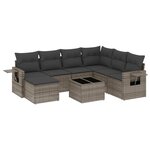 vidaXL Salon de jardin 8 Pièces avec coussins gris résine tressée