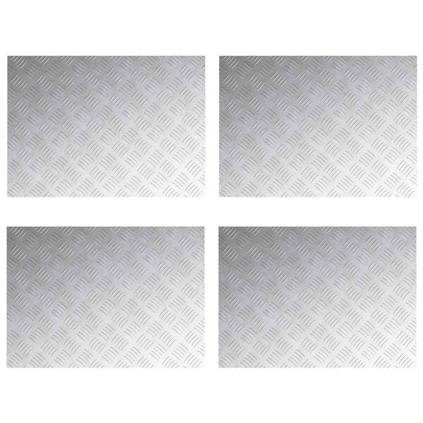 vidaXL Plaques à damier 4 Pièces Argent 70 x 50 cm Aluminium