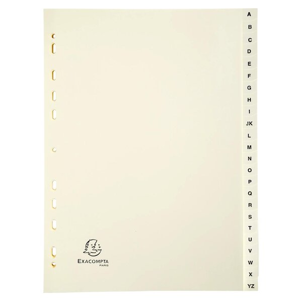Intercalaires Imprimés Carte Peau 155g 24 Positions De A À Z - A4 - Ivoire - X 10 - Exacompta