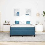 vidaXL Cadre de lit Bleu foncé et blanc 140 x 190 cm Velours