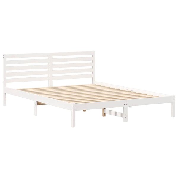 vidaXL Cadre de lit Blanc 160 x 210 cm Bois massif en pin