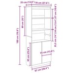 vidaXL Buffet haut blanc 70x35x180 cm bois d'ingénierie