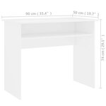 Bureau table poste de travail meuble d'ordinateur informatique étude 90 x 50 x 74 cm bois d'ingénierie blanc 02_0023529