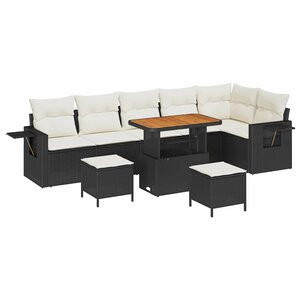 vidaXL Ensemble de canapé de jardin 9 Pièces Noir polyrotin
