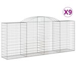 vidaXL Paniers à gabions arqués 9 Pièces 300x50x120/140 cm fer galvanisé