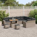 vidaXL Ensemble de canapé de jardin 12 Pièces Gris polyrotin