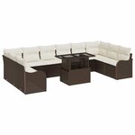 vidaXL Ensemble de canapé de jardin 11 Pièces Marron Poly Rattan