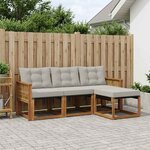 vidaXL Ensemble de canapés d'extérieur 4 pc Naturel et gris clair
