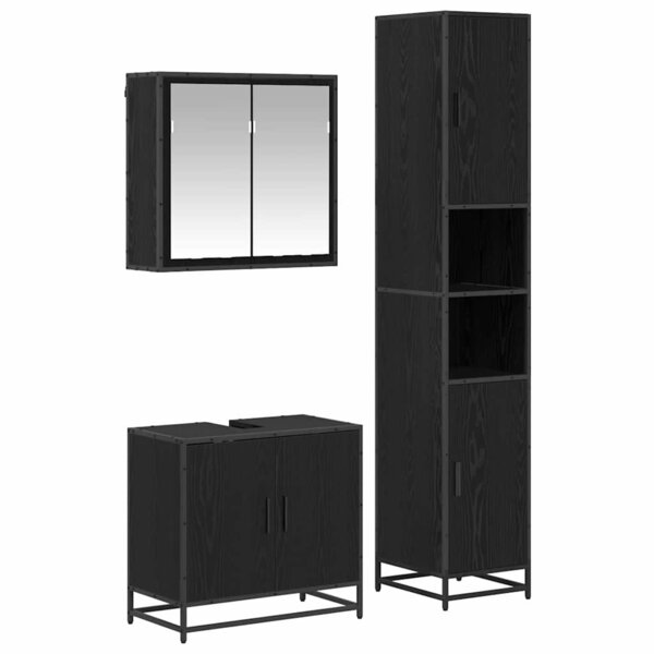 vidaXL Ensemble de mobilier de salle de bain 3 Pièces Chêne noir