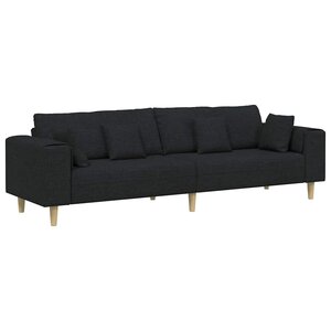 vidaXL Sofa en tissu avec coussin Noir 208 cm tissu