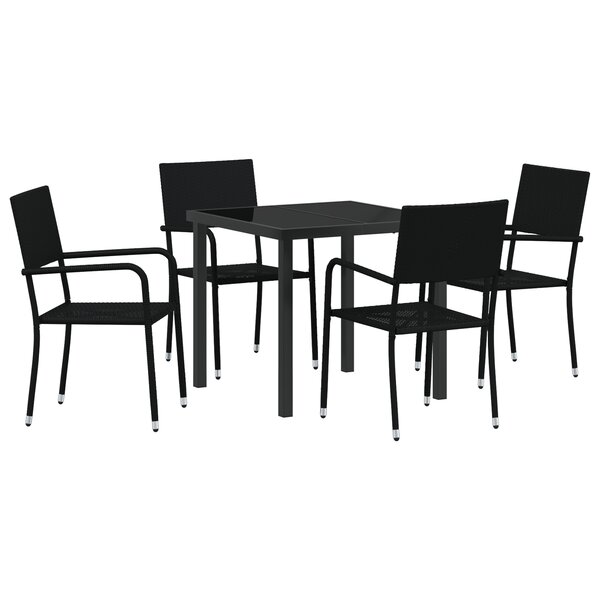 vidaXL Ensemble de jardin de 5 pièces Noir Poly Rattan