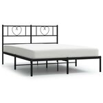 vidaXL Cadre de lit métal sans matelas avec tête de lit noir 135x190cm