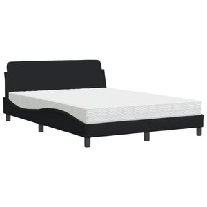 vidaXL Lit avec matelas noir 140x190 cm tissu