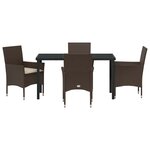 vidaXL Ensemble de salle à manger pour jardin 5 Pièces Marron Poly rotin