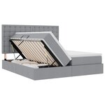 vidaXL Lit de rangement LED avec matelas Gris clair 200 x 200 cm Tissu