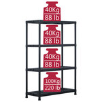 vidaXL Étagères de rangement 2 Pièces Noir 220 kg 90x40x138 cm Plastique