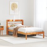 vidaXL Cadre de lit avec tête de lit sans matelas cire marron 90x200cm