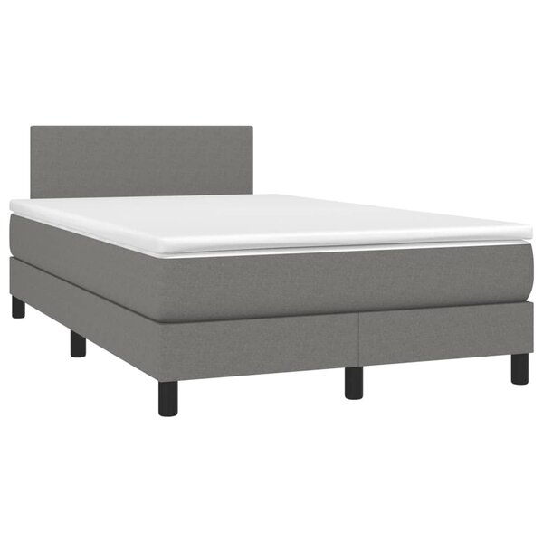 vidaXL Sommier à lattes de lit avec matelas gris foncé 120x190cm tissu