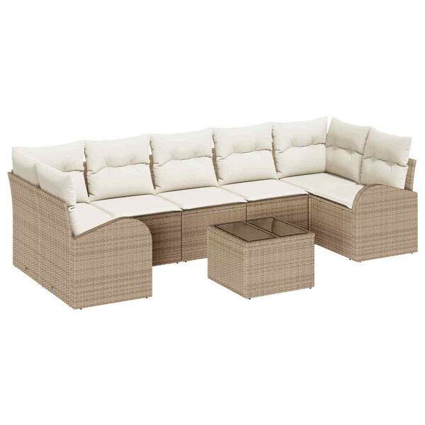 vidaXL Ensemble de canapé de jardin Beige 55 x 55 x 37 cm polyrotin