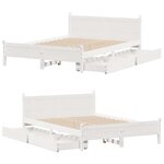 vidaXL Cadre de lit sans matelas blanc 140x200 cm bois de pin massif