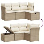 vidaXL Salon de jardin avec coussins 4 Pièces beige résine tressée