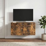 vidaXL Meuble TV mural Chêne fumé 59 5 x 41 x 30 cm Bois d'ingénierie