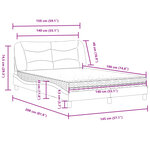 vidaXL Lit avec matelas gris clair 140x190 cm tissu